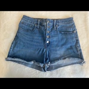 Madewell button down high rise denim shorts